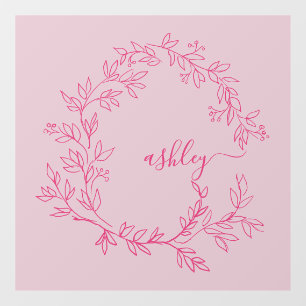 Hot Pink Monogram Name Business Corporate Window Cling