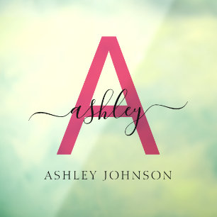 Hot Pink Monogram Name Business Corporate Window Cling