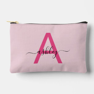 Hot Pink Monogram Name Girl's Script Accessory Pouch