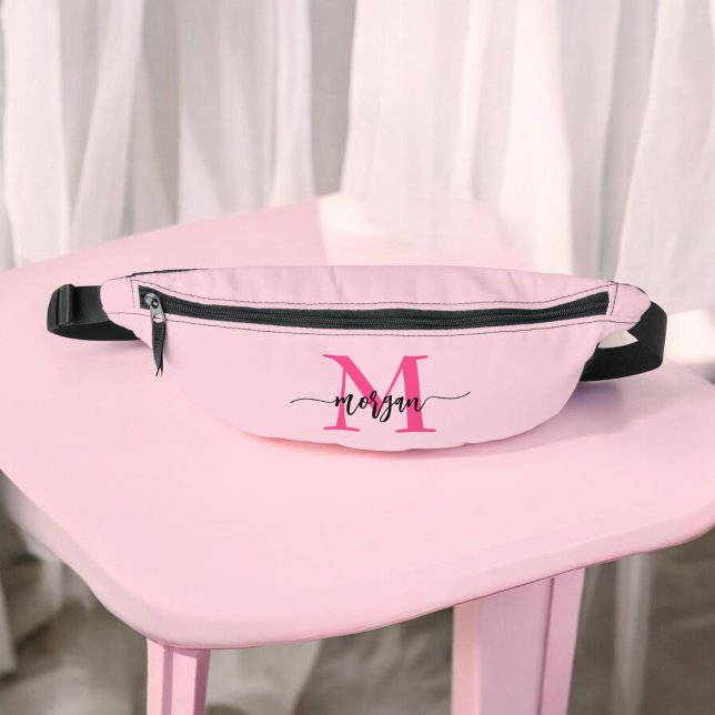 Hot Pink Monogram Name Girl's Script  Fanny Pack (Creator Uploaded)