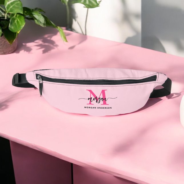 Hot Pink Monogram Name Girl's Script  Fanny Pack (Creator Uploaded)
