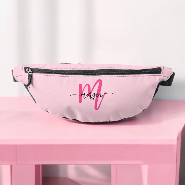 Hot Pink Monogram Name Girl's Script  Fanny Pack (Creator Uploaded)