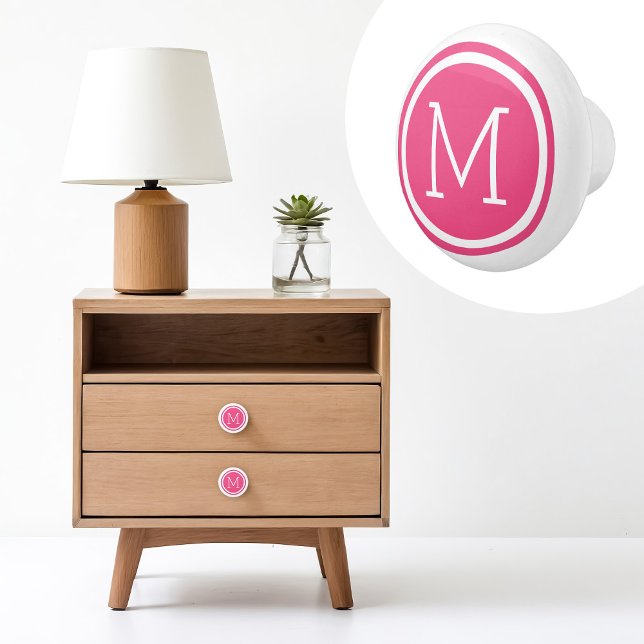 Hot Pink Monogram Personalized Drawer Knob (Creator Uploaded)