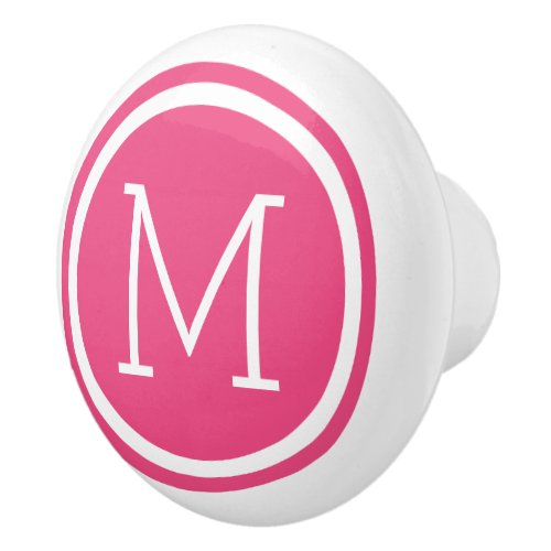 Hot Pink Monogram Personalized Drawer Knob