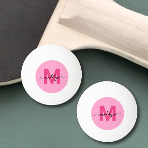Hot Pink Monogram Ping Pong Ball