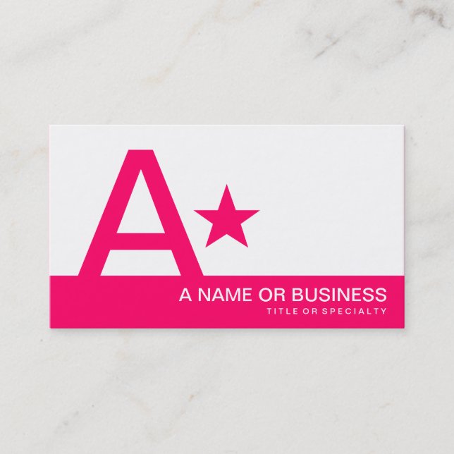 hot pink monogram star business card (Front)