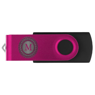 Hot Pink Monogram Swivel USB Drive