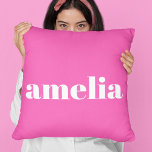 Hot Pink Monogram Throw Pillow<br><div class="desc">Cute pillow that features your monogram name or initials in a bold white popular font and a hot pink background. You can adjust the size of the font in the design tool for shorter or longer names. Perfect bedroom and dorm room decor.</div>