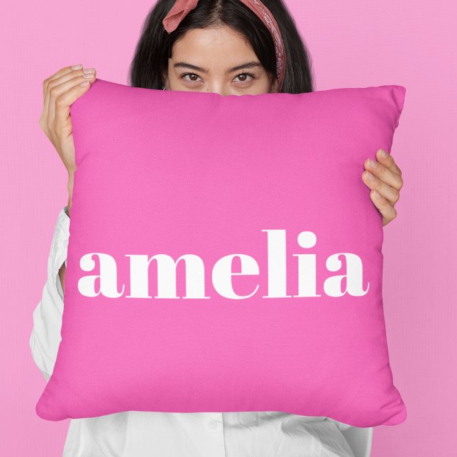 Hot Pink Monogram Throw Pillow (Creator Uploaded)