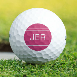 Hot Pink Monogrammed Initial Personalized Golfer Golf Balls