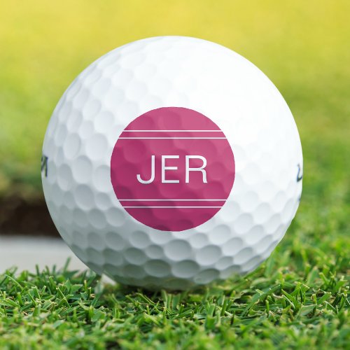 Hot Pink Monogrammed Initial Personalized Golfer Golf Balls