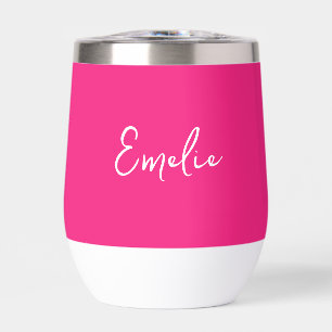 Hot pink monogrammed thermal wine tumbler