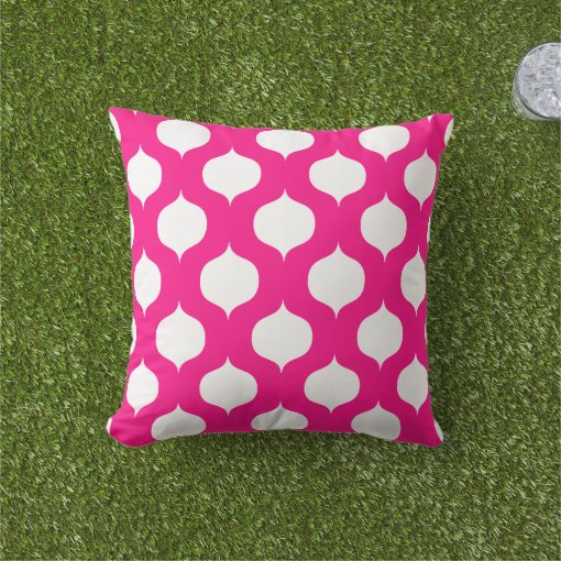 Hot Pink Moroccan Pattern Outdoor Pillows Zazzle