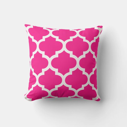 Hot Pink Moroccan Quatrefoil Outdoor Pillows