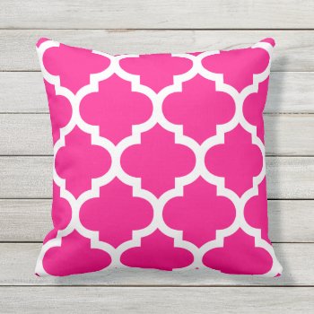 Hot Pink Moroccan Quatrefoil Outdoor Pillows by Richard__Stone at Zazzle