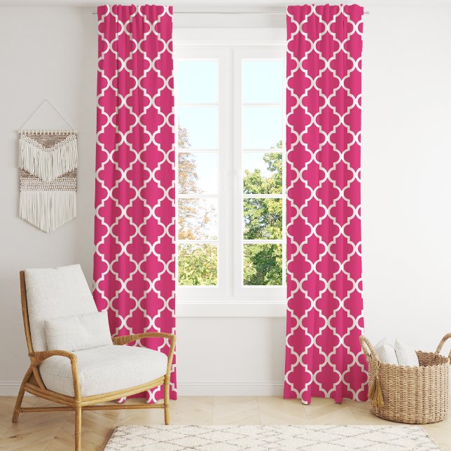Hot Pink Moroccan Quatrefoil Trellis Blackout Curtains (Creator Uploaded)