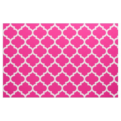 Hot Pink Moroccan Quatrefoil Trellis Fabric