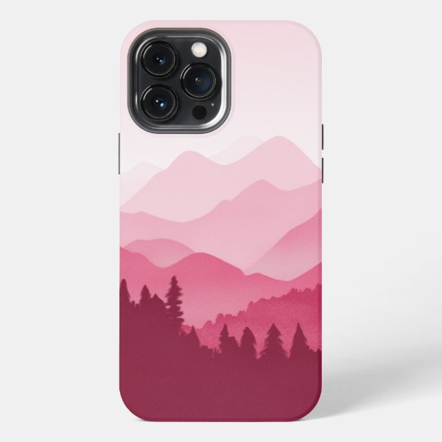 Hot Pink Mountains Iphone Case (Back)