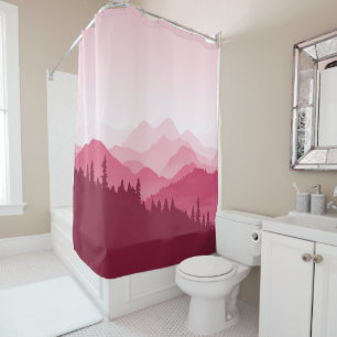 Hot Pink Mountains Shower Curtain