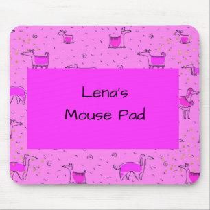 Hot Pink Mouse Pad with Comical Dogs