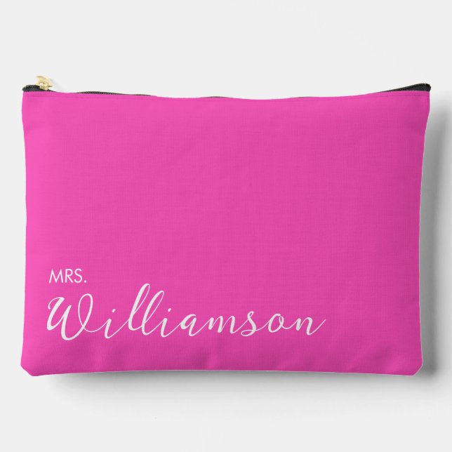 Hot pink Mrs newly married Accessory Pouch (Front)