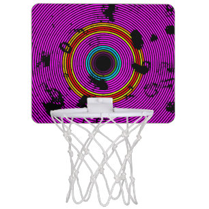 Hot Pink Multi Colored Circular Pattern Mini Basketball Hoop