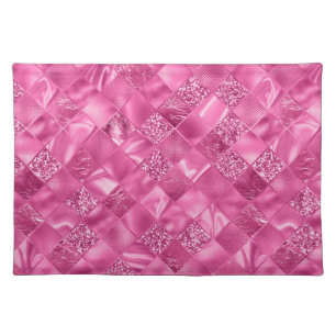 Hot Pink Multi-Texture Square Weave Pattern Cloth Placemat