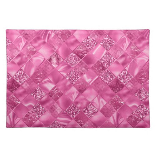 Hot Pink Multi_Texture Square Weave Pattern Cloth Placemat