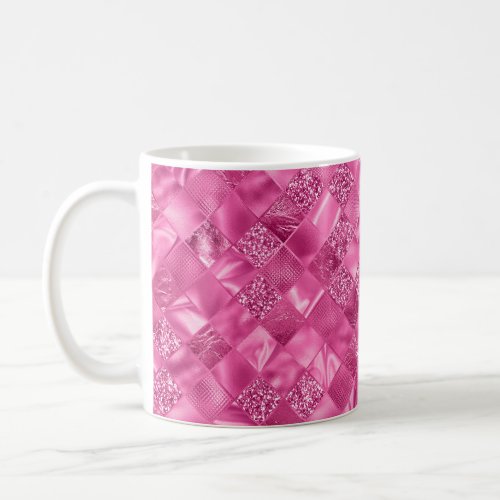 Hot Pink Multi_Texture Square Weave Pattern Coffee Mug