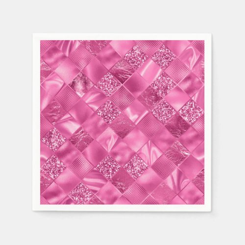 Hot Pink Multi_Texture Square Weave Pattern Napkins