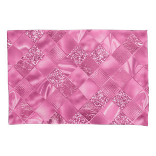 Hot Pink Multi-Texture Square Weave Pattern Pillow Case