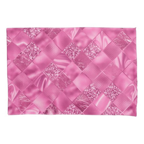 Hot Pink Multi_Texture Square Weave Pattern Pillow Case