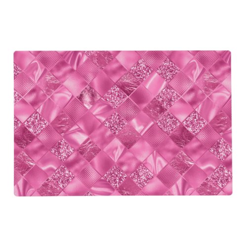 Hot Pink Multi_Texture Square Weave Pattern Placemat