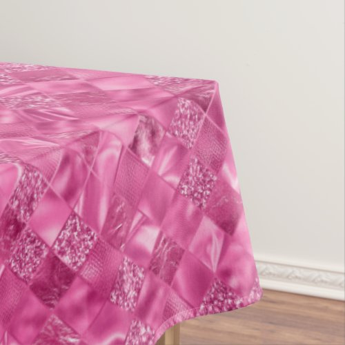 Hot Pink Multi_Texture Square Weave Pattern Tablecloth
