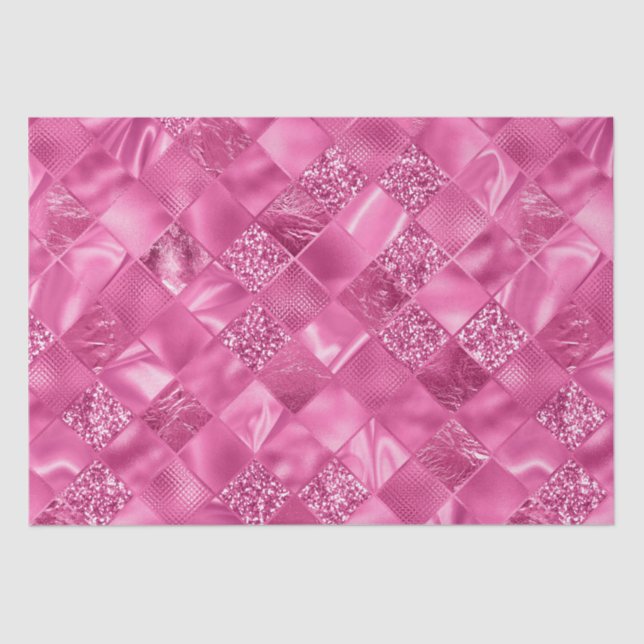 Hot Pink Multi-Texture Square Weave Pattern Tissue Paper (Front)