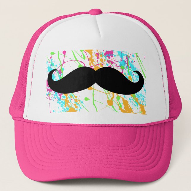 Hot Pink Mustache Trucker Hat (Front)