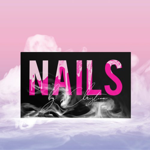 Hot Pink Nails Drip Nail Art Manicure QR Code Business Card