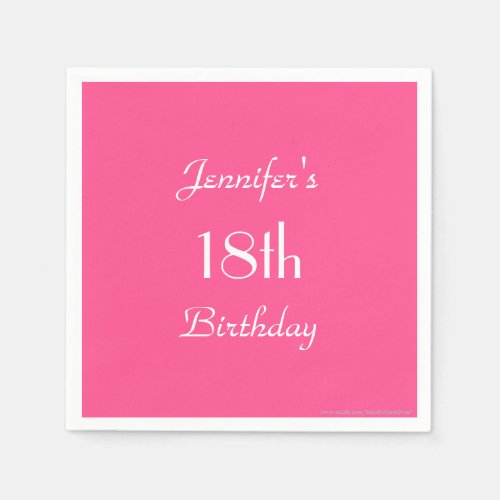 Hot Pink Name 18th Birthday Party Paper Paper Napkins