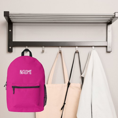 Hot pink name girl printed backpack