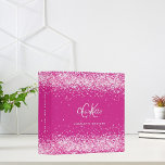 Hot pink name monogram girl 3 ring binder<br><div class="desc">A hot pink background decorated with confetti,  sparkles.  Personalize and add your first name,  monogram initials and full name.
Spine: add your own text.</div>