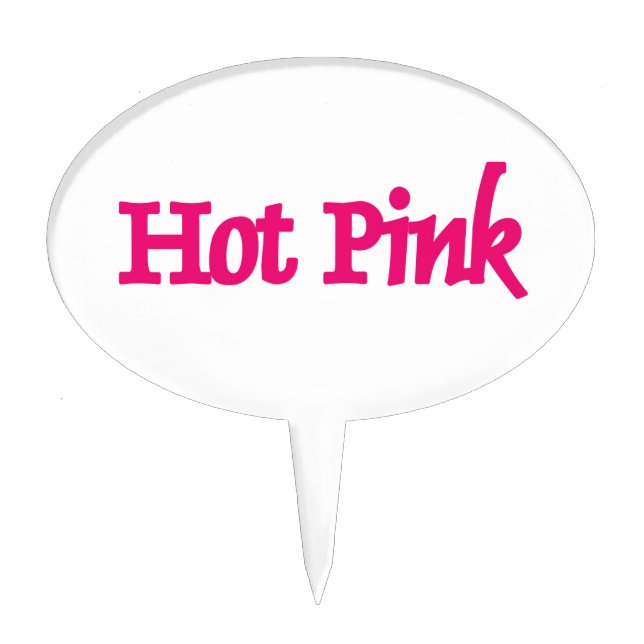 Hot Pink name oval white cake picks (Front)