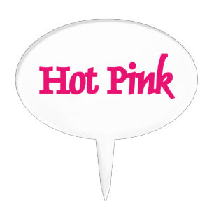 Hot Pink name oval white cake picks