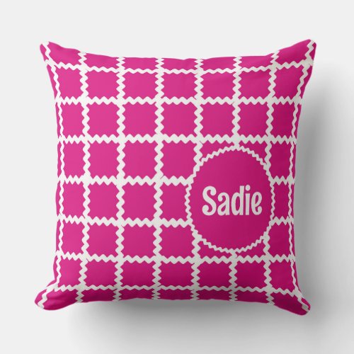 Hot Pink Name Pillow for Girls Ric Rac pattern