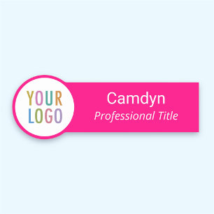 Hot Pink Name Tag Badge Circle Shaped Custom Logo