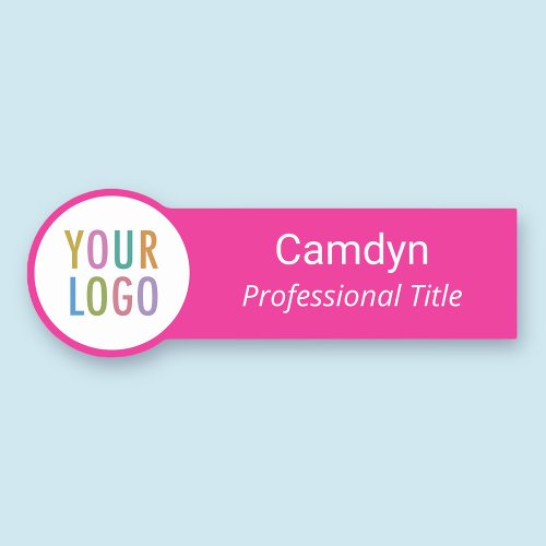 Hot Pink Name Tag Badge Circle Shaped Custom Logo