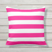 Hot Pink Nautical Stripes Outdoor Pillows