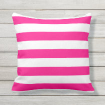 Hot Pink Nautical Stripes Outdoor Pillows