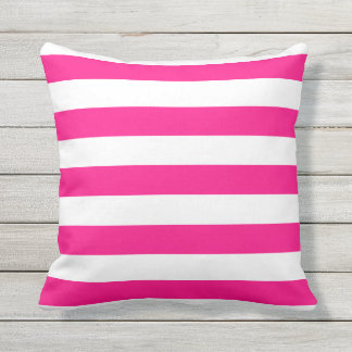 Hot Pink Nautical Stripes Outdoor Pillows