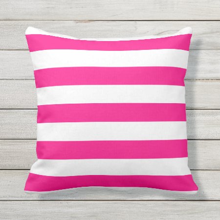 Hot Pink Nautical Stripes Outdoor Pillows