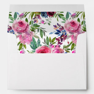 Hot Pink & Navy Blue Floral Envelope V3B